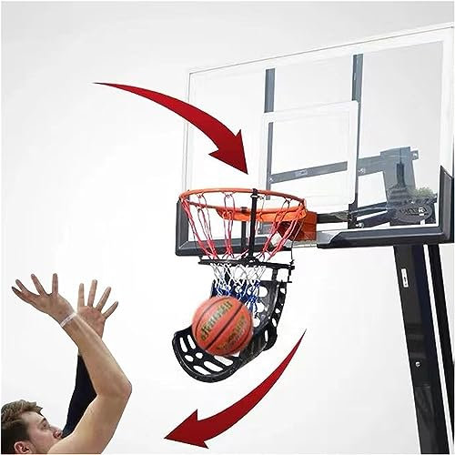 MOUNW Basketball-Rücklaufaufsatz, Kick-Out-Basketball-Rücklaufrutsche, mit 360° drehbarer Rücklaufrutsche, einfach einzurichten, Indoor-Outdoor-Basketballhilfe, Schwarz