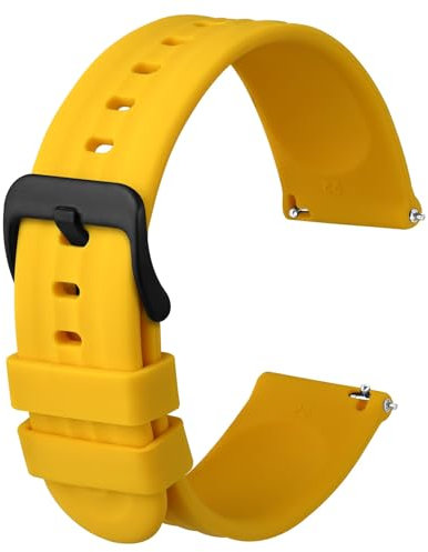 Anbeer Cinturini per Orologi in Silicone 22mm, Cinturini di Ricambio a Sgancio Rapido per Uomo Donna, Extra Lungo, Giallo