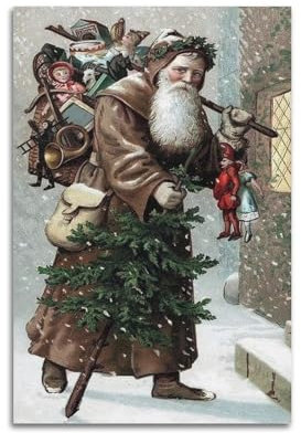 WARL Dekoratives Leinwandbild, Motiv: Weihnachtsmann, 40 x 60 cm