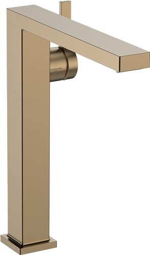 hansgrohe Tecturis E - Waschtischarmatur ohne Ablauf, energiesparend (CoolStart), Wasserhahn Bad mit Auslauf Höhe 243 mm, Mischbatterie Waschbecken wassersparend (EcoSmart+), Brushed Bronze, 73072140