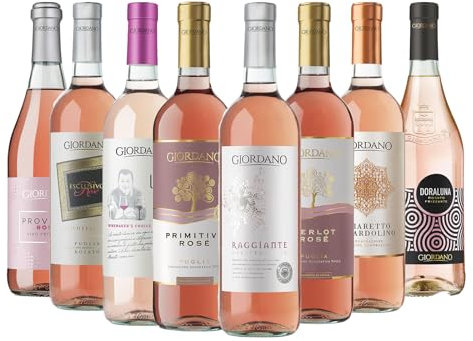 Giordano - SELEZIONE ROSATI - Confezione da 8 Tipologie di Vini Rosati tra Frizzanti e Secchi - 8 Bottiglie da 75 cl