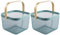 Sarmini 2er-Set Obstkorb für Küche Theke Aufbewahrungskorb Erntekorb mit Griff Gemüsekorb Rechteck Metall Mesh Korb (Blau, Quadrat)