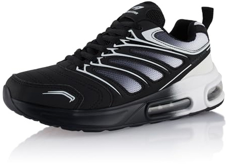 Fusskleidung® Damen Herren Sportschuhe Dämpfung Sneaker leichte Laufschuhe Weiss Schwarz EU 43