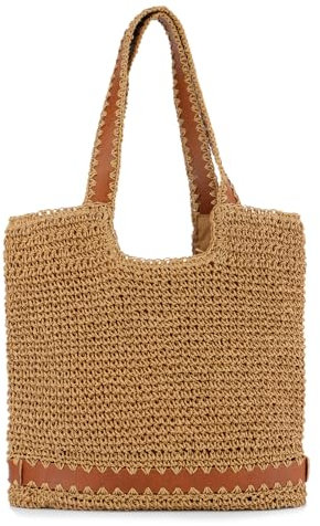SUKUTU Large Straw Tote Bag Handwoven Hobo Bag Shoulder Handbag Summer Beach Purse