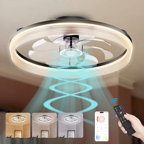 FIMEI 19.7'' Ceiling Fans with Light and Remote, 6 Speeds Blade Reversal & Dimmable, Remote Control & APP, Quiet Ceiling Fan with Lamps for Living Room, Dining Room, Bedroom, Office, Timer