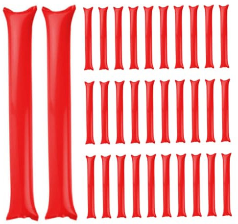 Jubelstock aufblasbarer Thunder Stick Plastik Lärmhersteller Spirit Noise Maker für Sportveranstaltung Geburtstagsfeier 40 PCS 60 * 10 rot