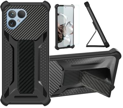 Aroepurt Hülle Für Fairphone 5 Hülle Case Handyhülle Schutzhülle Cover [mit gehärtetem Glas-Screen-Protector] Hybrid [Folding Support Magnetic] [Frosted Anti-Fingerprint] Schwarz