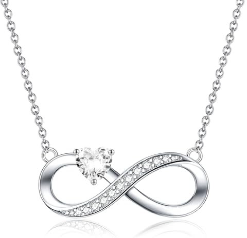 CERSLIMO Unendlichkeitszeichen Kette Silber 925 Halskette Infinity Herz Zirkonia Schmuck Geschenke Muttertag Geburtstag Weihnachten Valentinstag Weihnachtstag für Freundin Mädchen Mama