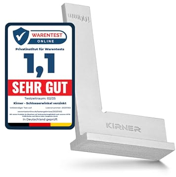 KIRNER Schlosserwinkel klein 100 mm - Anschlagwinkel Metall, 90 Grad Winkel | Messwinkel aus verzinktem Stahl, Schenkel 100 x 70, für Werkzeugkiste und Werkbank, zum Anreißen und Prüfen