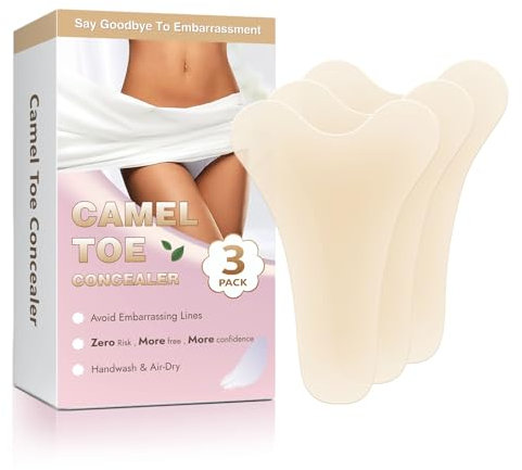 Camel Toe Concealer, nahtloser Kamelzehenverstecker, wiederverwendbarer Anti-Kamelzehen-Silikoneinsatz, kein Camelzehen-Unterwäsche-Schutz, Cameltoe-Concealer-Abdeckung, 3 Stück, beige, 42