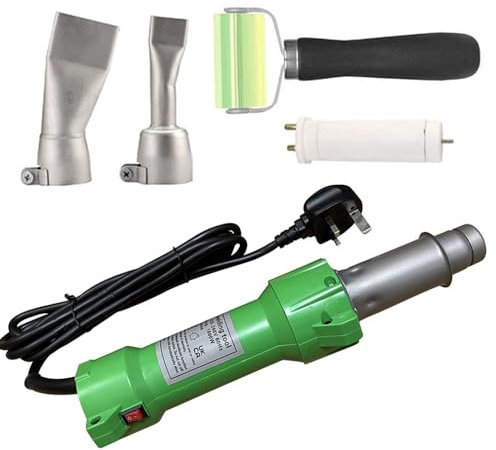 Seababyhouse 1600W Plastic Welder Hot Air Gun Torch Welding Heat Gun Handhold Rod, UK Plug, with LED Light and 2 Flat Welding Nozzles