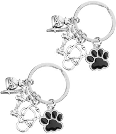 LALADEFIEE 2pièces Porte-clés Vétérinaire Motif Patte De Chien Accessoire De Décoration Pour Animaux Et à Main
