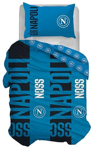 hermet SSC Napoli Bettwäsche-Set für Einzelbett, Bettbezug + Kissenbezug, 100% Baumwolle, offizielles Produkt (kein Spannbettlaken)