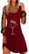 Weihnachten Kleid Damen Rot Weinglas Druck Weihnachtskleid Sexy Mesh Weihnachts Kleider - Lose Rundhals Langarm Kleider Winter Christmas Dress Elegant Einfarbig Festkleid Fur Frauen