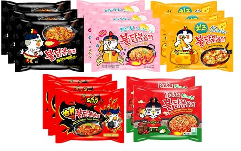 Kennenlernbox 14er Instant Nudeln Set | Koreanische Hot Chicken Ramen 14er Mix zum Probieren (Kompatibel mit Samyang)