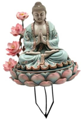 Folpus Buddha-Gartenschild für den Außenbereich, Acryl-Dekoration, Gartenstecker, Landschaftsornament für Garten, Hof, Wege und Rasendekorationen