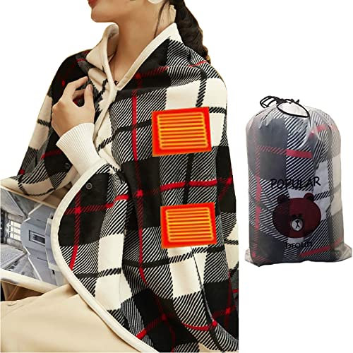 XNYXLPP Electric Blanket, Flannel Heated Blanket Throw, USB Electric Battery Operated Outdoor, 3 Heating Settings