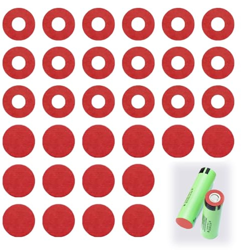 18650 Batterie Isolatoren, Gebindepapier-Isolierringe, 18650 Ringe für Akkuzellen, Elektrisches Isolierendes Klebepapier Isolierend Selbstklebendes Papier Batterien Isolatoren Klebepapier Rot, 200 Stk