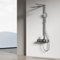EMKE Columna de Ducha Termostática,360 mm Ducha de Lluvia, Ducha de Mano 3 Funciones, Regulador de Flujo de Agua Ajustable, Barra Deslizante Sin Fin,Instalación Fácil,Antracita Mate