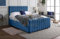 Rapyal Velvet Upholstered Panel Bedframe with Memory Mattress & Optional Ottoman Storage – Modern Design, Multiple Sizes & Colours (Blue, Double)