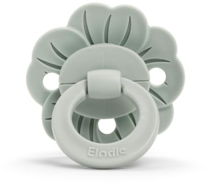 Elodie Details Binky Bloom Babyschnuller – Kiefergerechter Silikon-Schnuller ab 3+ Monaten, BPA-freier Beruhigungssauger, 3 Belüftungslöcher, Frei von Schadstoffen, Mädchen & Jungen – Mineral Green