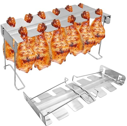 BaokiTook Drumstick Holder-2 Sets Hähnchenschenkel Halter für Grill, 12 Slots Durable Edelstahl Drumstick Rack Drumstick Halter Bräter Ständer für Smoker Grill Ofen BBQ Zubehör