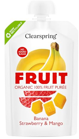 Clearspring Organic FRUIT 100% Fruit Puree - Banana, Strawberry & Mango 100g