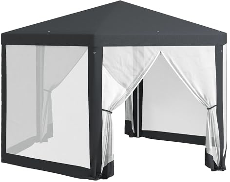 Pop-up-Pavillon Sechseckiger Pavillon for die Terrasse, Überdachung for die Terrasse, Partyzelt, Dunkelgrau