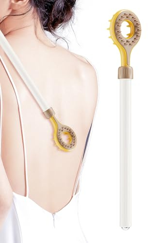 Back Scratcher - Telescopic Double-Sided Hand Backscratchers for Relaxation | Retractable Extendable Metal Handle, Compact Massage Tool for Seniors Adults Office Home Travel, 29.6x5.5cm Yellow Pink