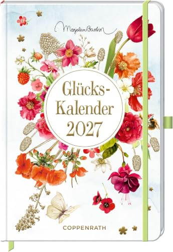 GlücksKalender 2027: rot: Illustrierter Wochenkalender; Eintragmöglichkeiten, Gummiverschluss, Leseband (Großer Wochenkalender)