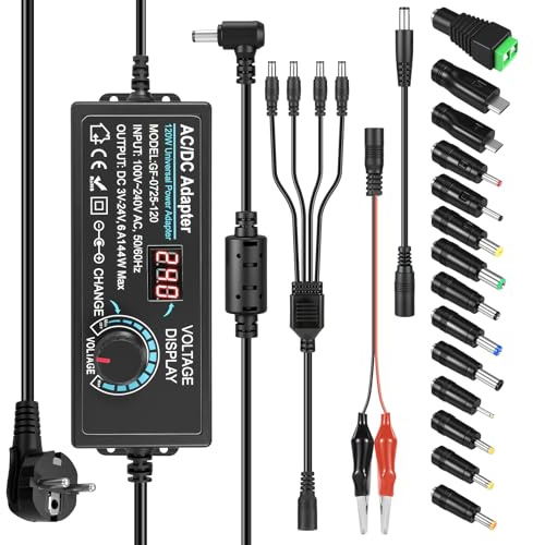 3V-24V 6A 144W Einstellbares Netzteil Universal Netzteiladapter Verstellbarer Netzadapter 100V-240V AC to DC mit LED Spannungsanzeige und 14 Tipps für Haushaltselektronik