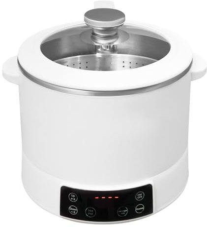 Cuiseur à riz électrique à faible teneur en sucre, 3 l, 1500 W, multifonction, avec pot intérieur et verre doseur, récipient intérieur pour maisons, appartements 26,5 x 23,5 cm (blanc)