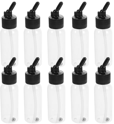 IWOWHERO 10 Stück Airbrush Farbflaschen 60 ml Kunststoff Transparente Zweifachwirkungs Siphonflasche mit Auslaufsicherem Verschluss für Präzise Dosierung und Airbrush Zubehör