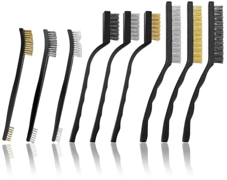 Brosse Metallique Brosse Metallique A Main pour Nettoyage Intensif – Set 9Pcs Pratique Et Robuste – Acier Inoxydable, Laiton Et Nylon – Design Ergonomique Compact pour Atelier Maison Extérieur