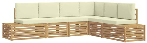 vidaXL Outdoor-Sofagarnitur Weiß 273 x 213,5 x 73 cm Polyester, Gartenmöbel, modernes Outdoor-Sofa, strapazierfähiges Sitzset, Lounge für die Terrasse