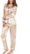 SWOMOG Satin Pyjamas Women Pyjamas Set Long Sleeve Button-Down Sleepwear Soft Silk Pjs Champagne
