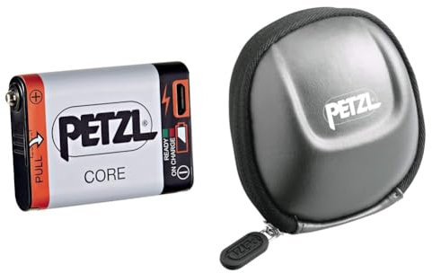 Petzl E99ACA, Batería Recargable Compatible con Linterna Hybird Blanco + Adult Protective Case Poche Tikka 2, Gris, Talla Única, E93990