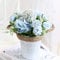 Leixi Artificial Hydrangea Flowers Plants With Pot, 11 × 20cm Fake Plants in Metal Pot, Silk Roses Flowers for House Office Desk Kitchen Table Windowsill Decoration, New House Gift (Light Blue)