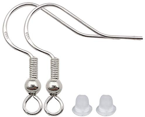 200 piezas/100 pares de ganchos hipoalergénicos de plata 925 para pendientes, ganchos de pez, ganchos de alambre francés, accesorios de joyería, piezas de pendientes, fabricación de bricolaje con 200