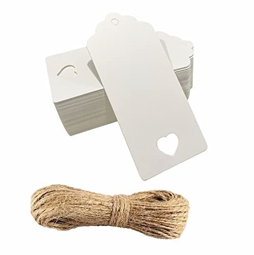 Kraft Paper Tag, 50pcs Gift Tag Blank with Lovely Hollow Heart for Wedding Favour Cards, DIY Tag, Gift Labels, Price Label (White Tag-50Pcs)
