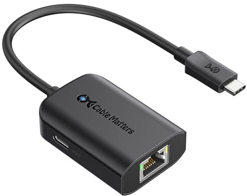 Cable Matters USB C auf Gigabit Ethernet Adapter mit 100W Ladung (USB C LAN Adapter) - bis zu 480 Mbps kabelgebundene Ethernet-Geschwindigkeit für Chromecast mit Google TV (2020 Version)
