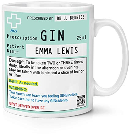 Personalised Name Gin Prescription 10oz Mug Cup