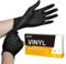 OKIAAS Gants Jetables Noir en Vinyle Taille S/M/L/XL - Lot de 50 - Non poudrés - Sans latex - Dans une boîte distributrice
