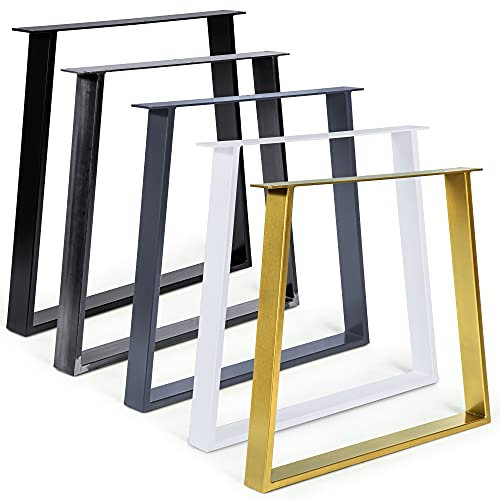 Magnetic Mobel Lot 2 Pieds de Table en trapèze industriels Noir Blanc (50/60 cm, Blanc)