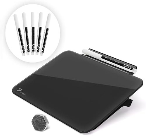 TOWON Glass Mini Whiteboard Easel Pad Set, Small White Board A5, Desk Whiteboard Office Accessories, Small Dry Erase Board with Pen, Black