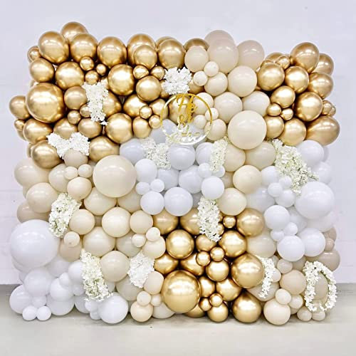 Ballon Girlande Weißgold, 127Stück Weißsand Luftballons Geburtstag, Beige Luftballons Girlande für Boho Hochzeit, Geburtstag Party Dekoration, Babyparty, Geschlecht Reveal Party Hintergrund Dekoration