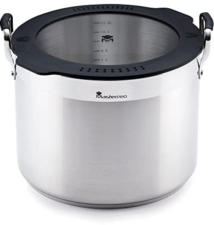 MasterPRO Smart | Küchentopf 28 cm | Mit dreifacher Schicht aus Edelstahl und geschmiedetem Aluminium | Mit ergonomischen Griffen | Küchentopf | Für alle Küchenarten