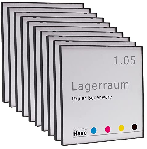 10 Kairo Easy Türschilder 150 Sparpack | 150x150mm | entspiegelte Abdeckung | selbstklebend und auch zum Schrauben | Büroschild | Türschild Büro | Grau