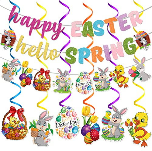 5H-happy easter spring0109First Birthday Banner Dekoration für Dusche Banner Kindergarten Abschlussdekorationen