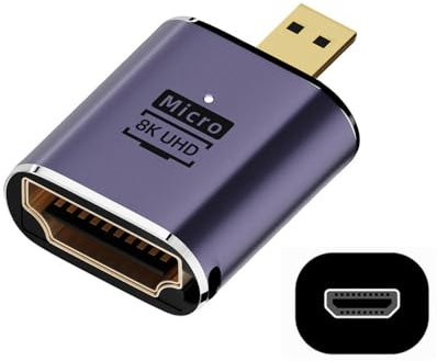 xiwai 8K Micro HDMI Male to HDMI 2.1 Female UHD Extension Gold Converter Adapter Support 8K 60hz HDTV